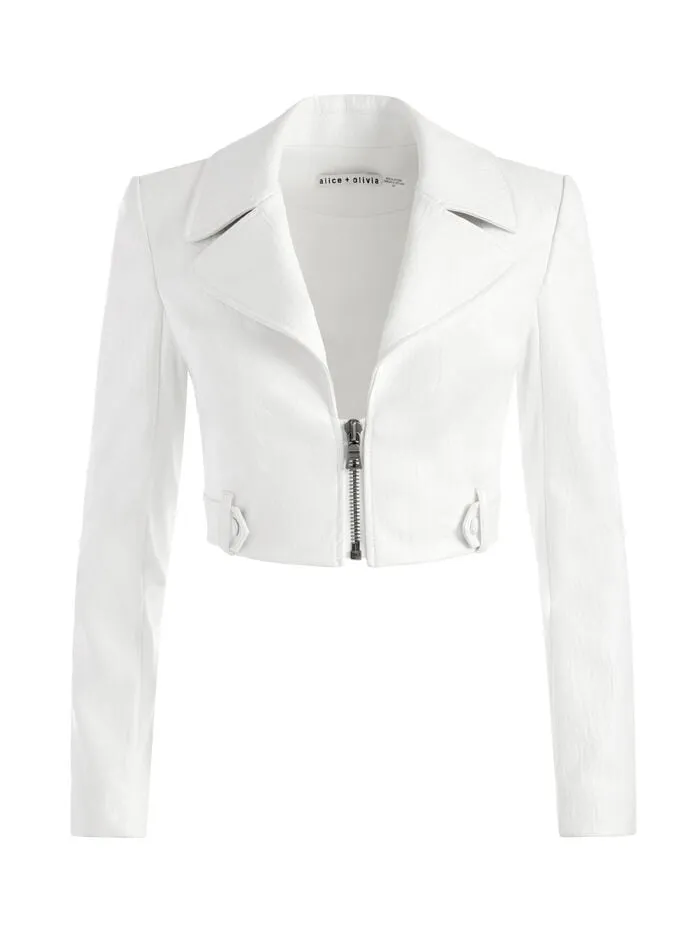 Alice Olivia JACKETS COATS WOMEN YARDLEY VEGAN JACKET Off White