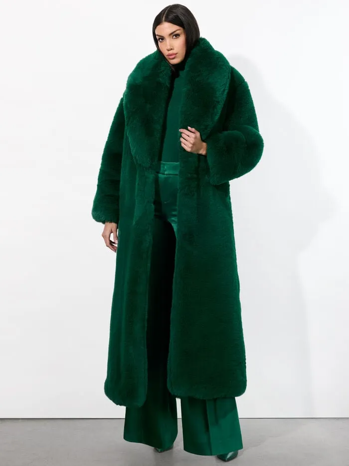 Alice Olivia JACKETS COATS WOMEN YETTA FAUX FUR COAT Forest Green