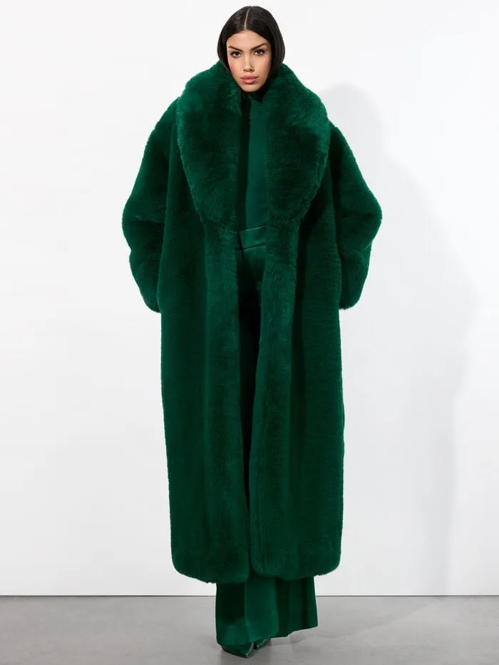 Alice Olivia JACKETS COATS WOMEN YETTA FAUX FUR COAT Forest Green