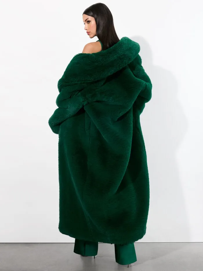 Alice Olivia JACKETS COATS WOMEN YETTA FAUX FUR COAT Forest Green