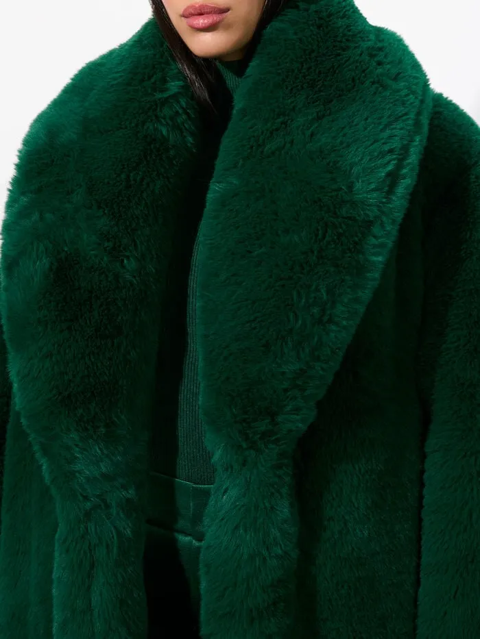 Alice Olivia JACKETS COATS WOMEN YETTA FAUX FUR COAT Forest Green