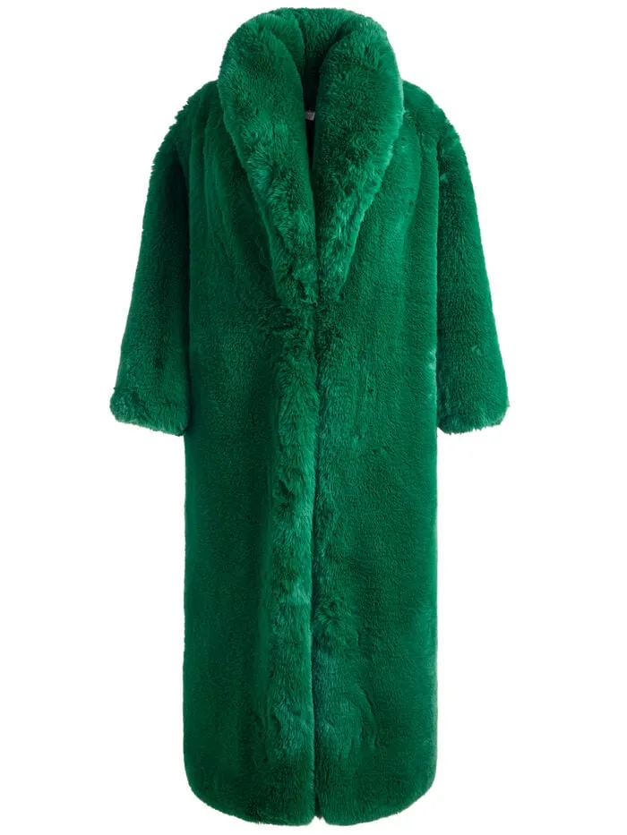 Alice Olivia JACKETS COATS WOMEN YETTA FAUX FUR COAT Forest Green