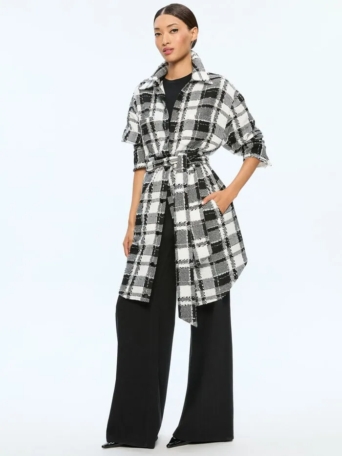 Alice Olivia JACKETS COATS WOMEN ZAZIE LONG SHACKET Blackandwhite