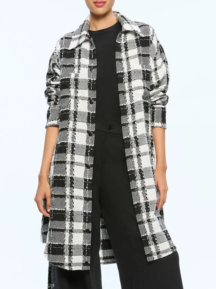 Alice Olivia JACKETS COATS WOMEN ZAZIE LONG SHACKET Blackandwhite