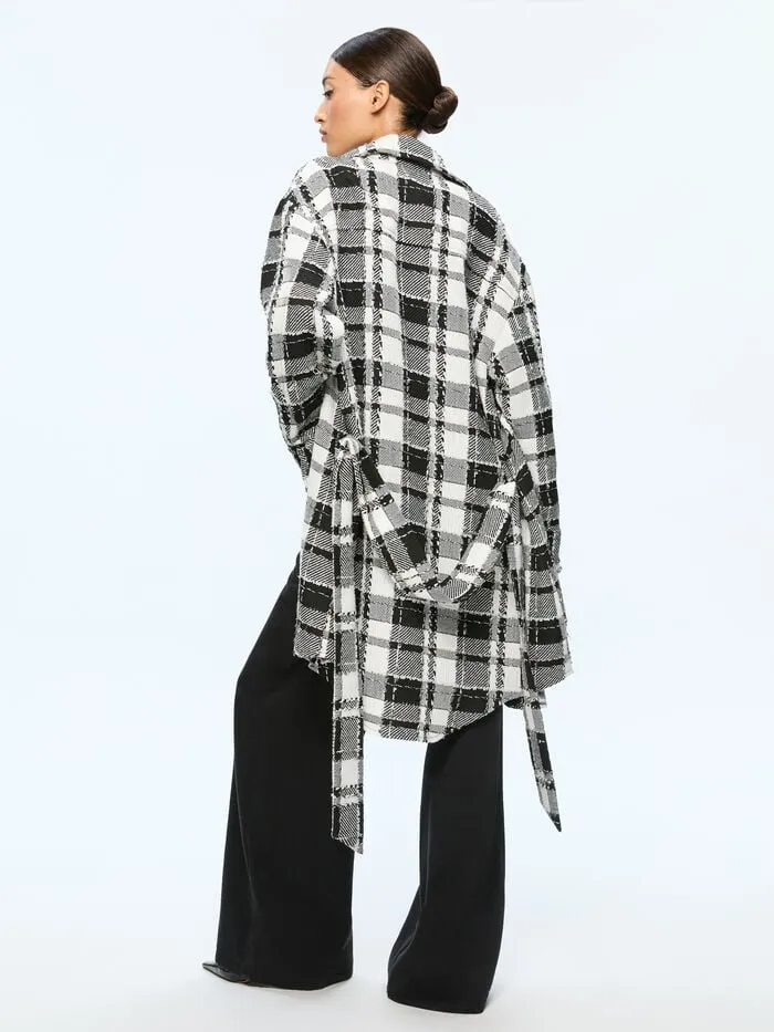 Alice Olivia JACKETS COATS WOMEN ZAZIE LONG SHACKET Blackandwhite