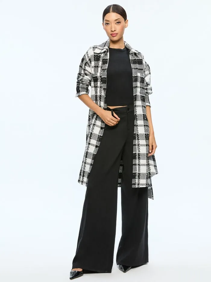Alice Olivia JACKETS COATS WOMEN ZAZIE LONG SHACKET Blackandwhite