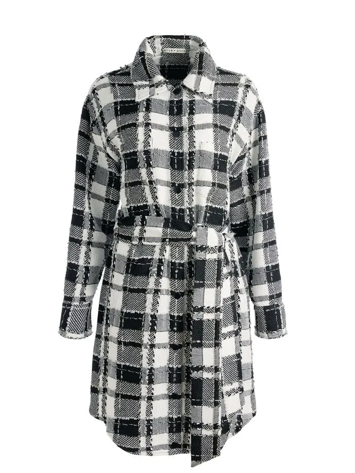 Alice Olivia JACKETS COATS WOMEN ZAZIE LONG SHACKET Blackandwhite