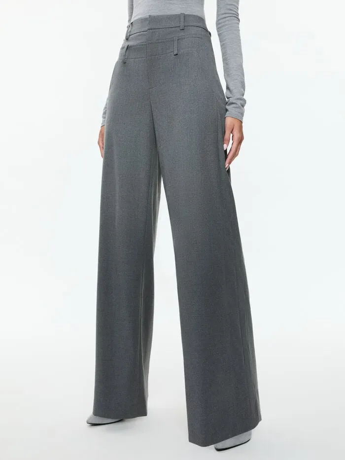 Alice Olivia PANTS WOMEN ASPEN DOUBLE WAIST PANT Shadow Grey Melange