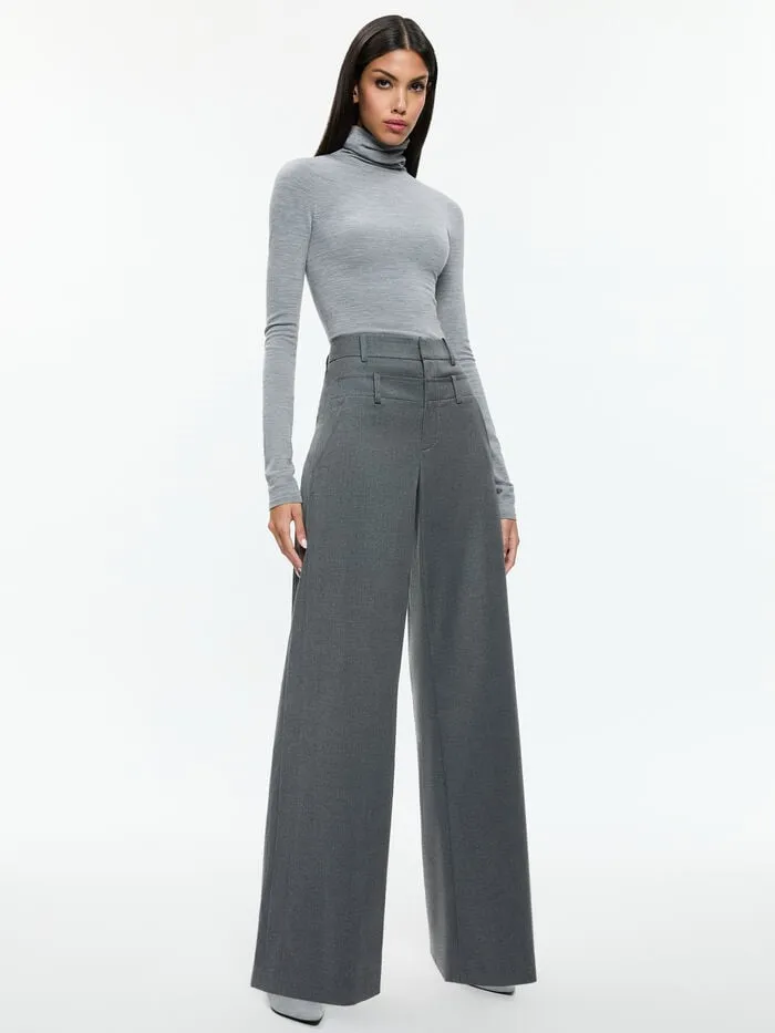 Alice Olivia PANTS WOMEN ASPEN DOUBLE WAIST PANT Shadow Grey Melange