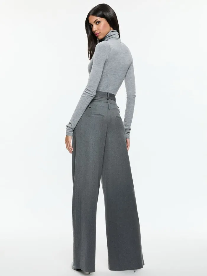 Alice Olivia PANTS WOMEN ASPEN DOUBLE WAIST PANT Shadow Grey Melange