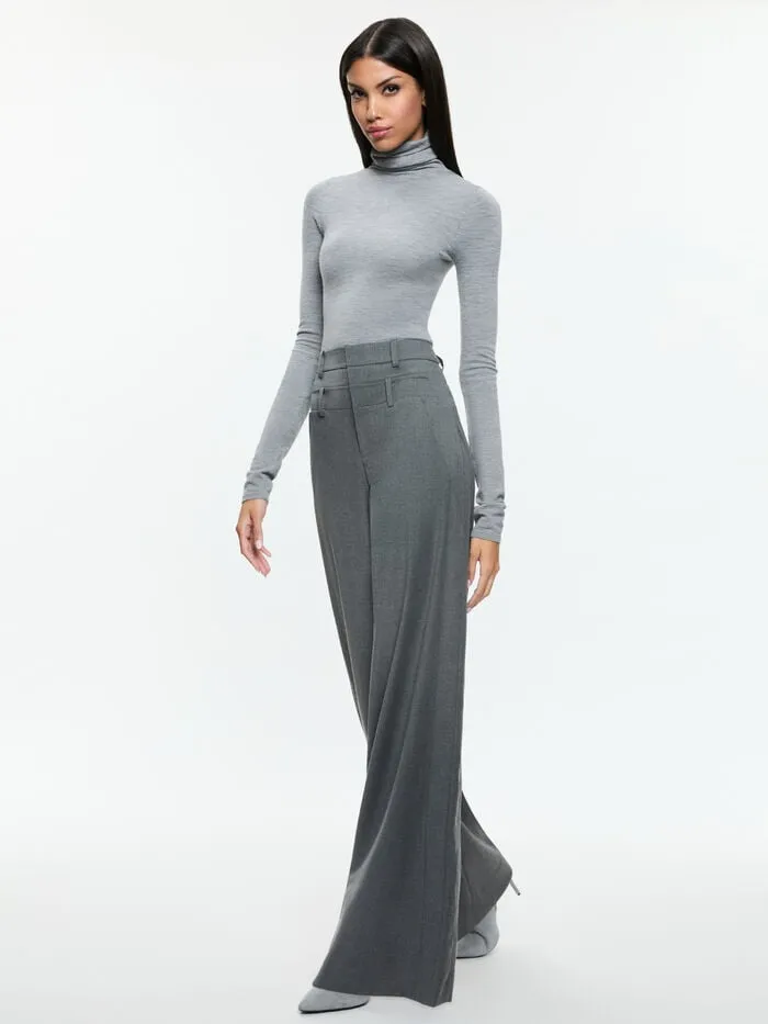 Alice Olivia PANTS WOMEN ASPEN DOUBLE WAIST PANT Shadow Grey Melange