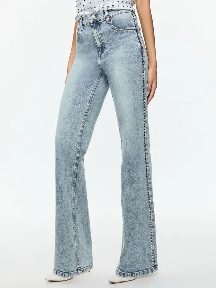 Alice Olivia PANTS WOMEN BODIE STUDDED JEAN Lexi Light Blue