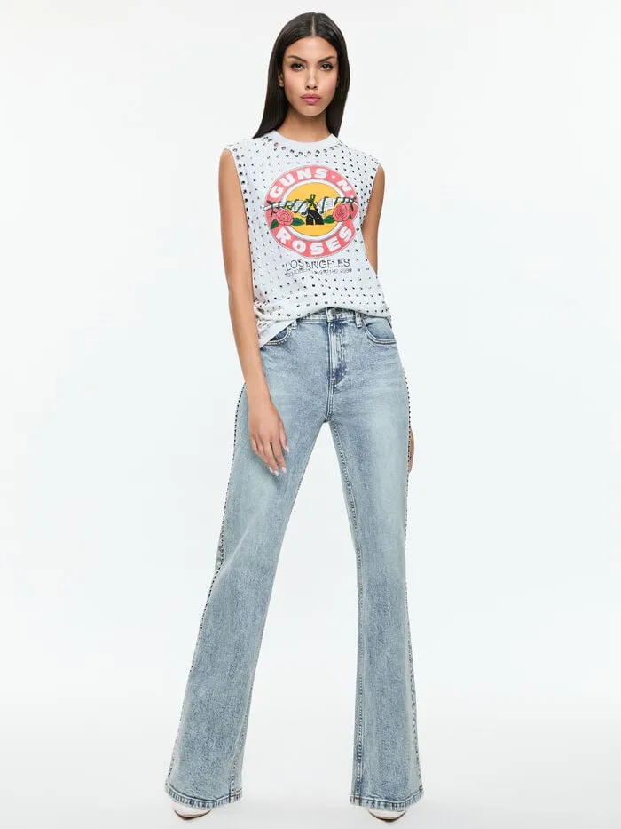 Alice Olivia PANTS WOMEN BODIE STUDDED JEAN Lexi Light Blue