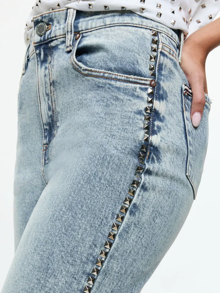 Alice Olivia PANTS WOMEN BODIE STUDDED JEAN Lexi Light Blue