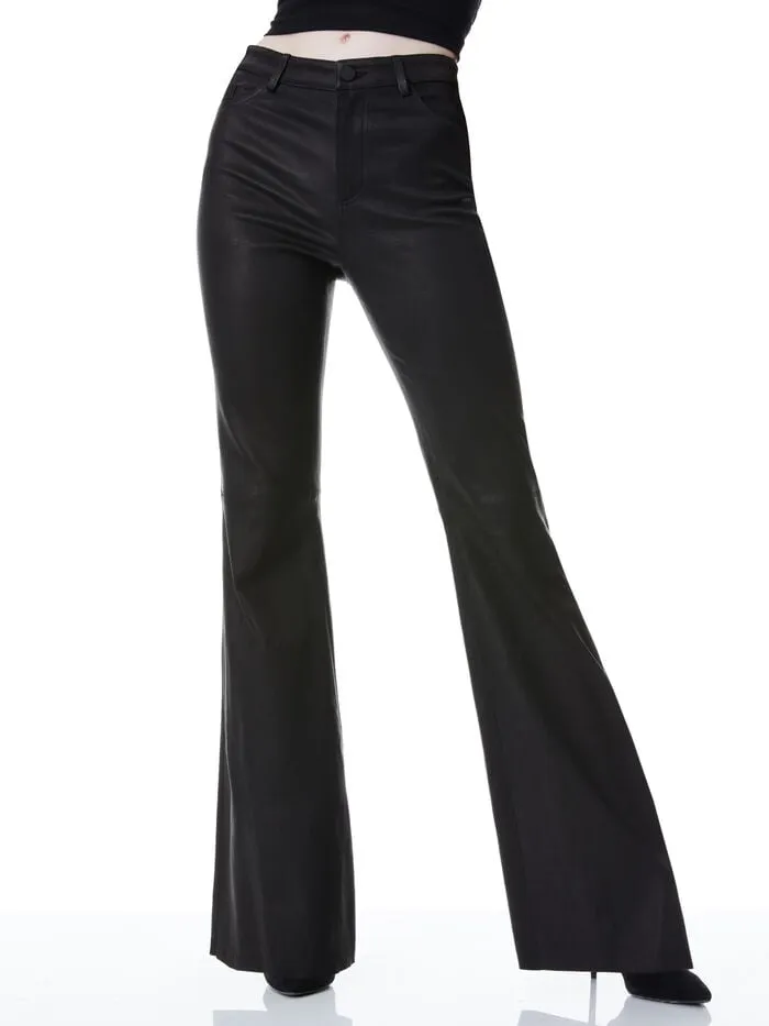 Alice Olivia PANTS WOMEN BRENT LEATHER BELL PANT Black