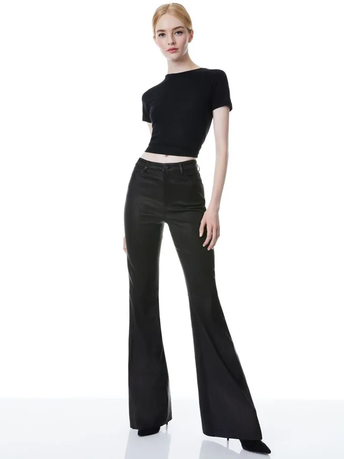 Alice Olivia PANTS WOMEN BRENT LEATHER BELL PANT Black