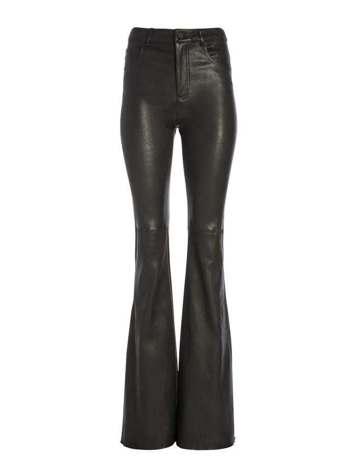 Alice Olivia PANTS WOMEN BRENT LEATHER BELL PANT Black