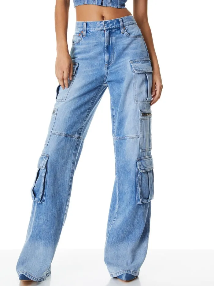 Alice Olivia PANTS WOMEN CAY CARGO JEAN Brea Blue