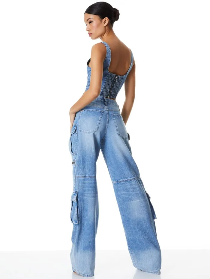 Alice Olivia PANTS WOMEN CAY CARGO JEAN Brea Blue