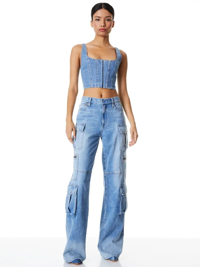 Alice Olivia PANTS WOMEN CAY CARGO JEAN Brea Blue