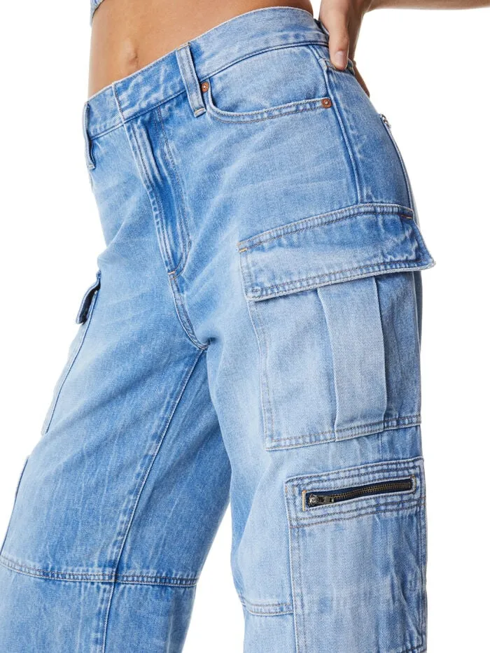Alice Olivia PANTS WOMEN CAY CARGO JEAN Brea Blue