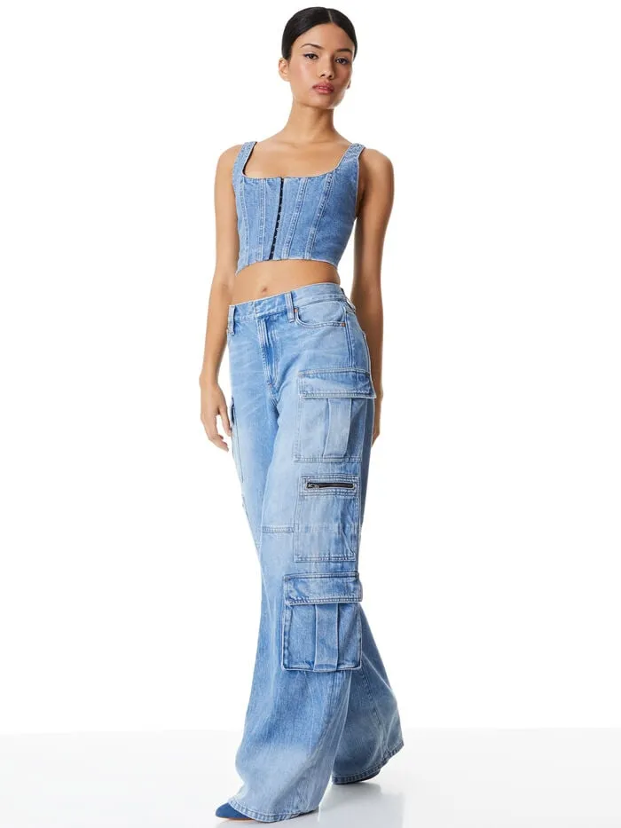 Alice Olivia PANTS WOMEN CAY CARGO JEAN Brea Blue