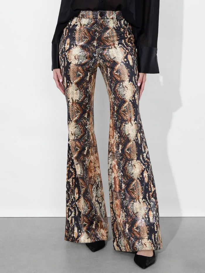 Alice Olivia PANTS WOMEN CRISTENA VEGAN SNAKE PANT Camelandblack Snake