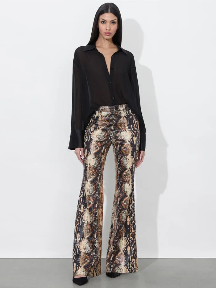 Alice Olivia PANTS WOMEN CRISTENA VEGAN SNAKE PANT Camelandblack Snake