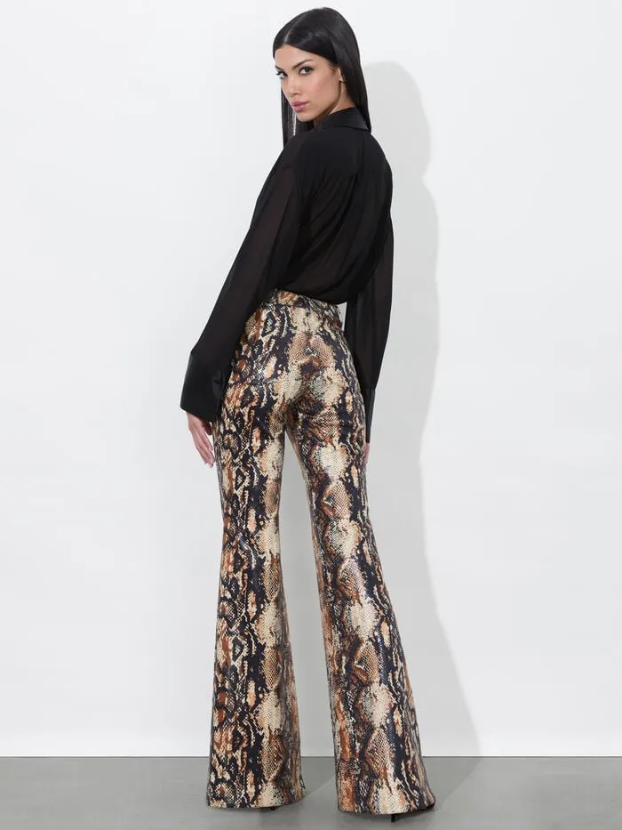 Alice Olivia PANTS WOMEN CRISTENA VEGAN SNAKE PANT Camelandblack Snake