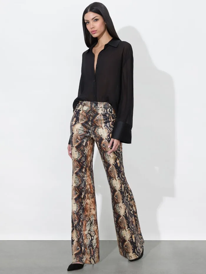 Alice Olivia PANTS WOMEN CRISTENA VEGAN SNAKE PANT Camelandblack Snake