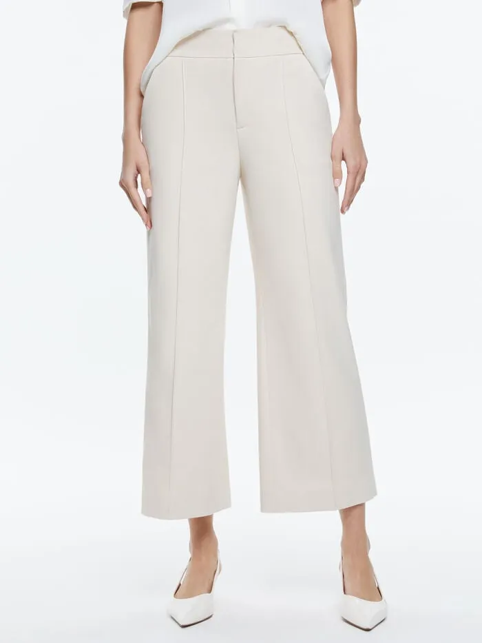 Alice Olivia PANTS WOMEN DYLAN CROPPED PANT Solid Oatmeal