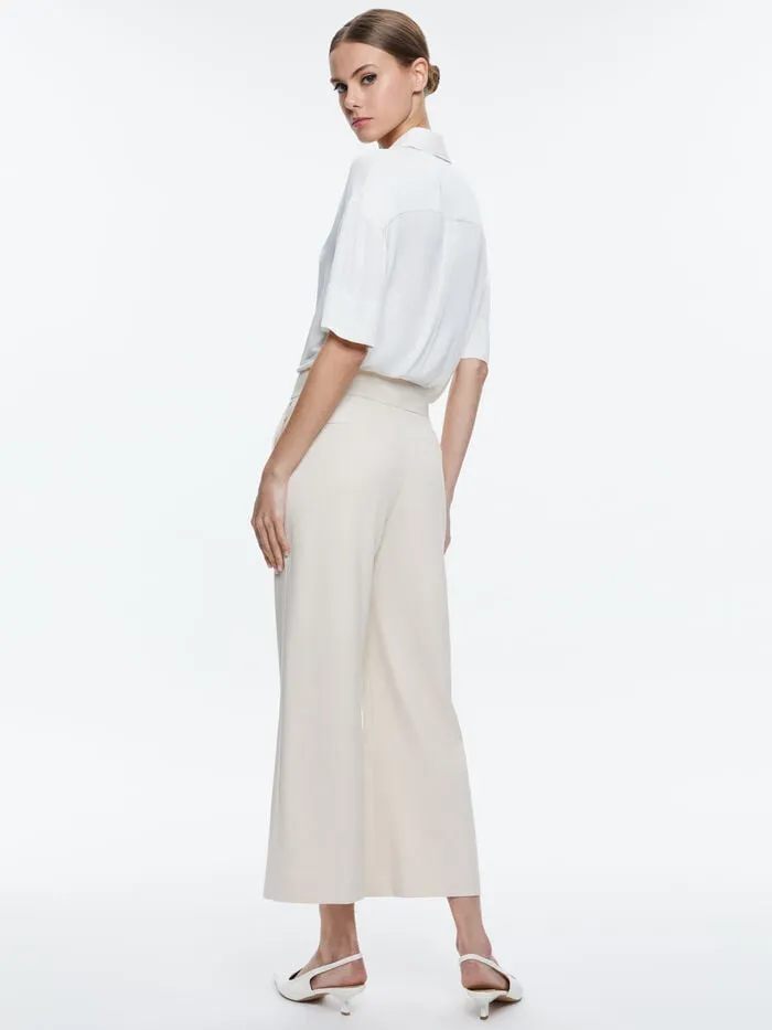 Alice Olivia PANTS WOMEN DYLAN CROPPED PANT Solid Oatmeal