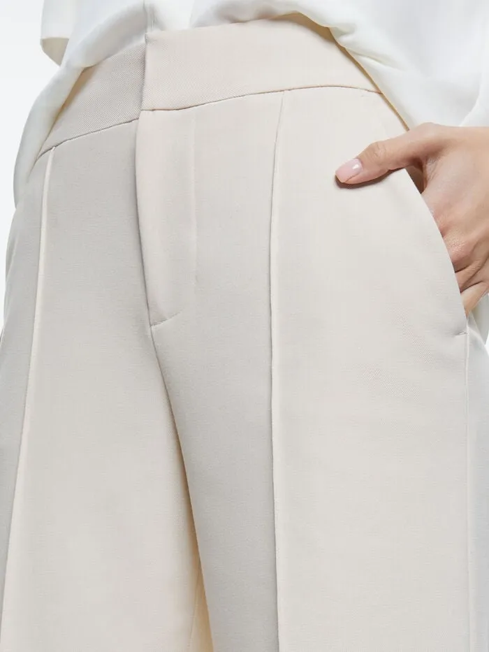 Alice Olivia PANTS WOMEN DYLAN CROPPED PANT Solid Oatmeal