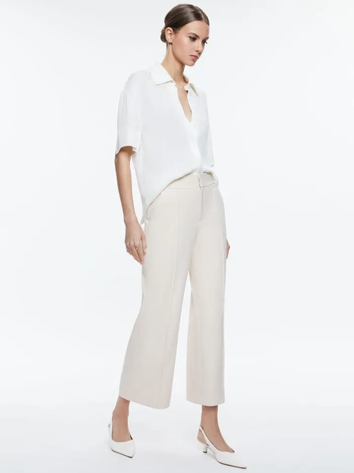 Alice Olivia PANTS WOMEN DYLAN CROPPED PANT Solid Oatmeal