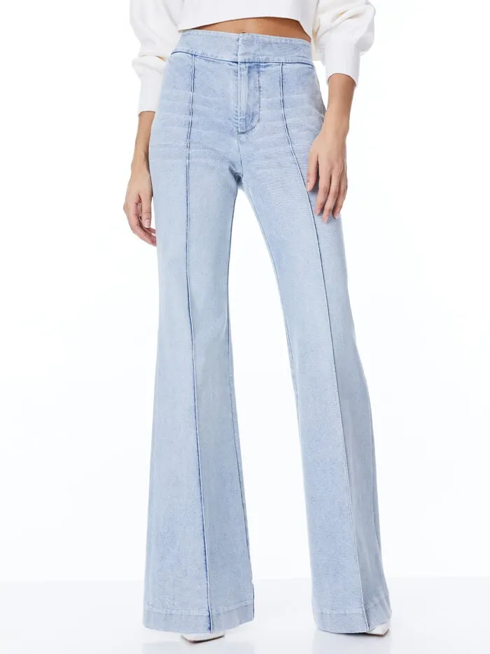 Alice Olivia PANTS WOMEN DYLAN HIGH WAISTED WIDE LEG JEAN Rockstar Blue