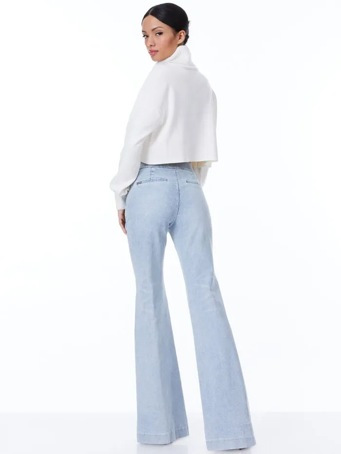 Alice Olivia PANTS WOMEN DYLAN HIGH WAISTED WIDE LEG JEAN Rockstar Blue