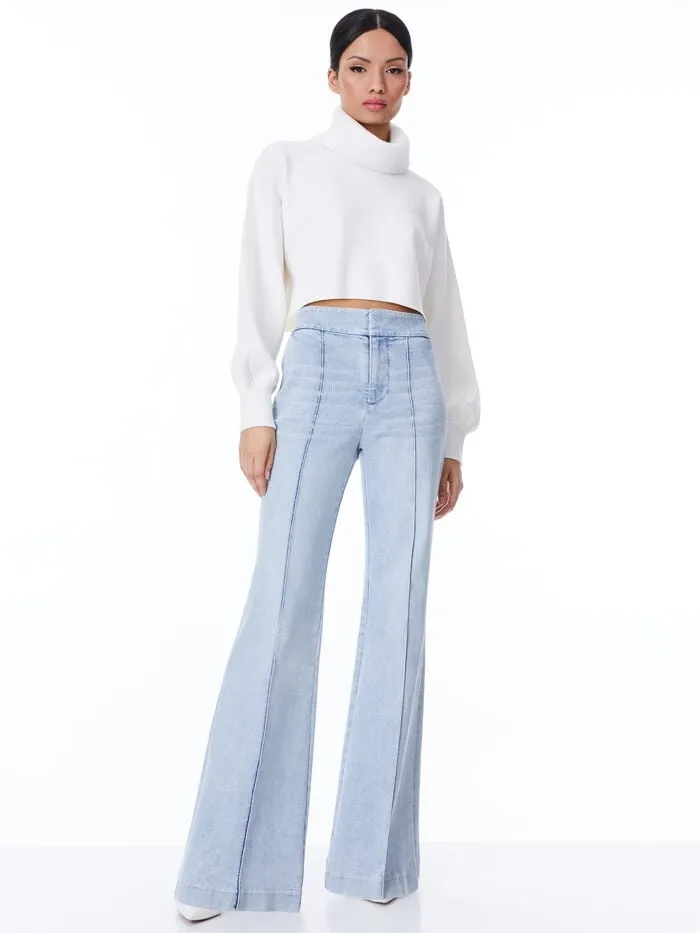 Alice Olivia PANTS WOMEN DYLAN HIGH WAISTED WIDE LEG JEAN Rockstar Blue