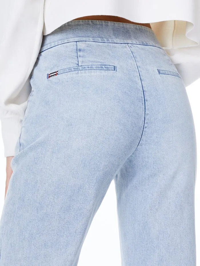 Alice Olivia PANTS WOMEN DYLAN HIGH WAISTED WIDE LEG JEAN Rockstar Blue