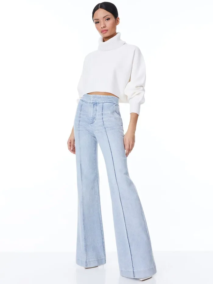 Alice Olivia PANTS WOMEN DYLAN HIGH WAISTED WIDE LEG JEAN Rockstar Blue