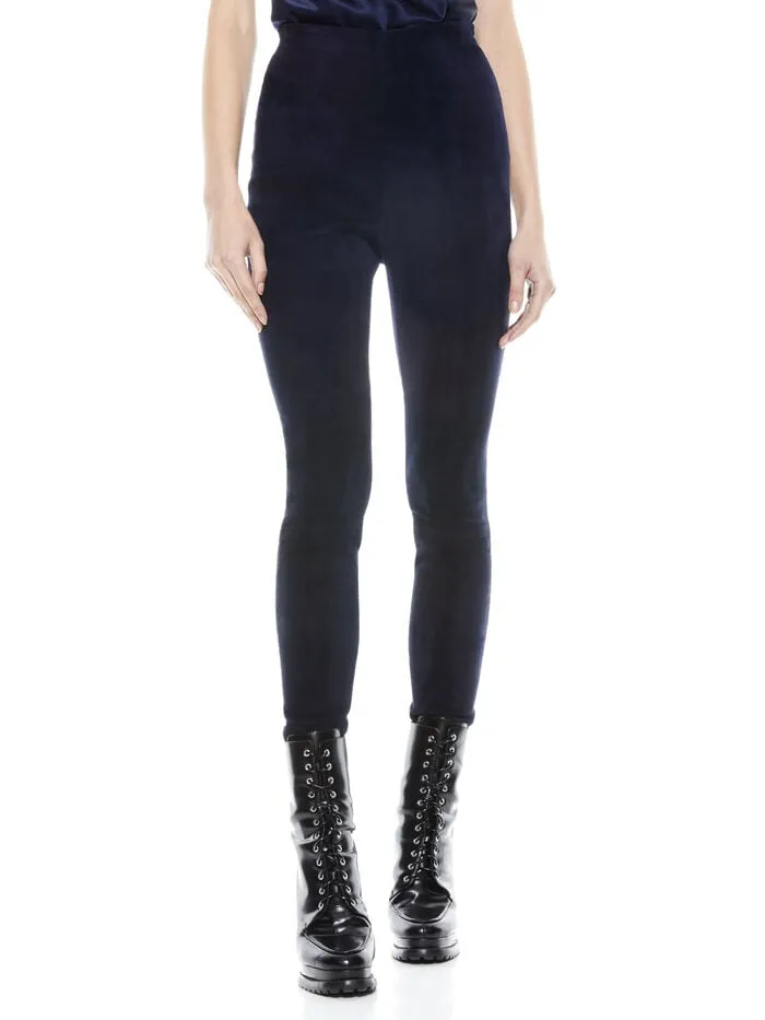 Alice Olivia PANTS WOMEN MADDOX SUEDE LEGGING Navy