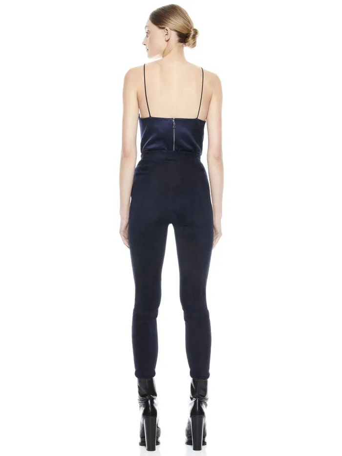 Alice Olivia PANTS WOMEN MADDOX SUEDE LEGGING Navy