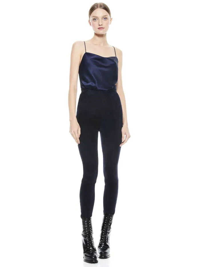 Alice Olivia PANTS WOMEN MADDOX SUEDE LEGGING Navy