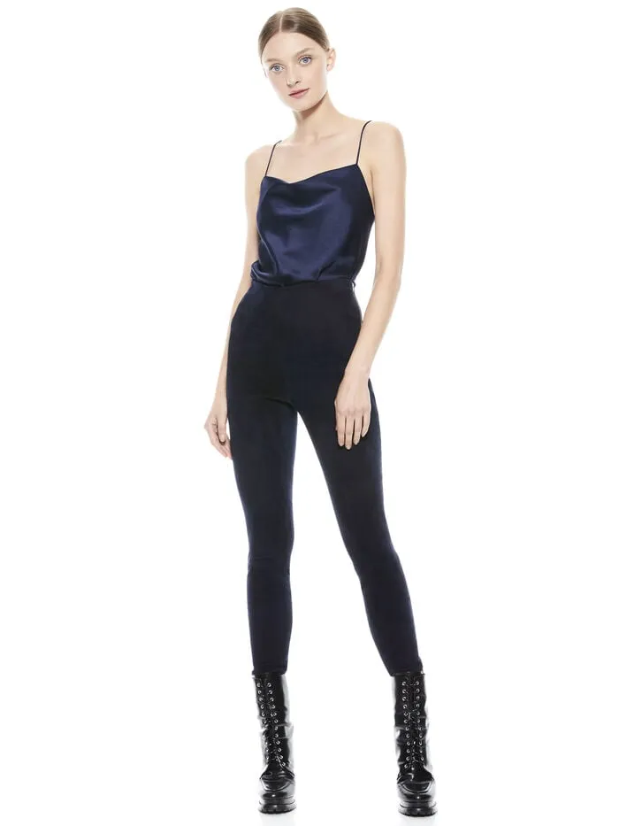 Alice Olivia PANTS WOMEN MADDOX SUEDE LEGGING Navy