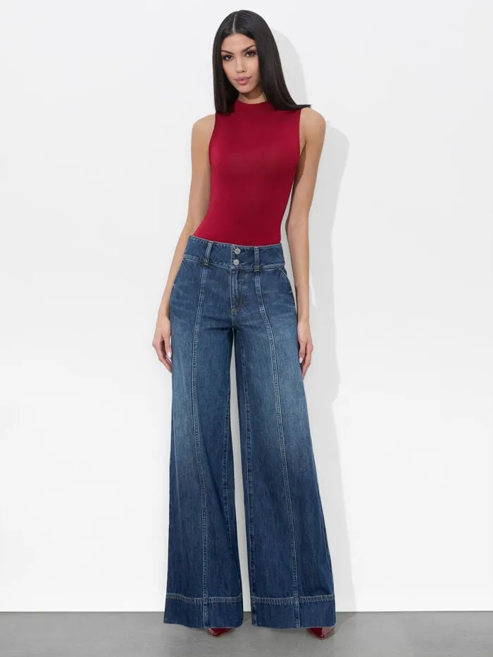 Alice Olivia PANTS WOMEN MAME WIDE LEG JEAN Darby Vintage Blue