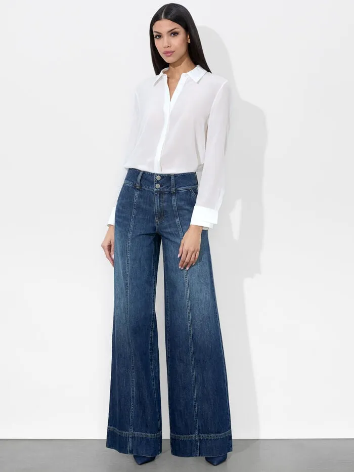 Alice Olivia PANTS WOMEN MAME WIDE LEG JEAN Darby Vintage Blue