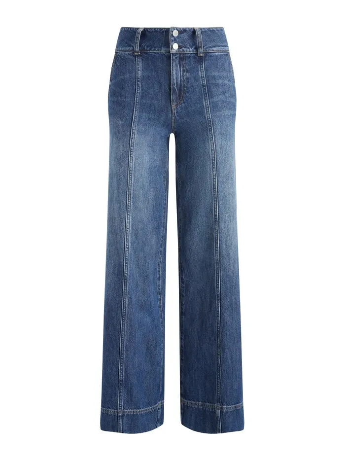 Alice Olivia PANTS WOMEN MAME WIDE LEG JEAN Darby Vintage Blue