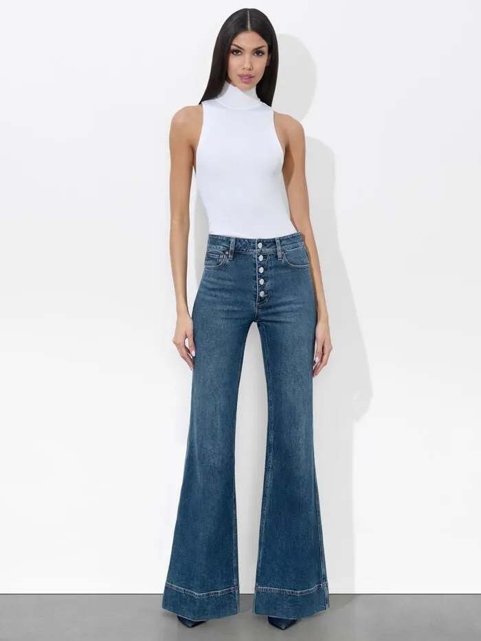 Alice Olivia PANTS WOMEN MISSA EXPOSED BUTTON JEAN Lola Blue