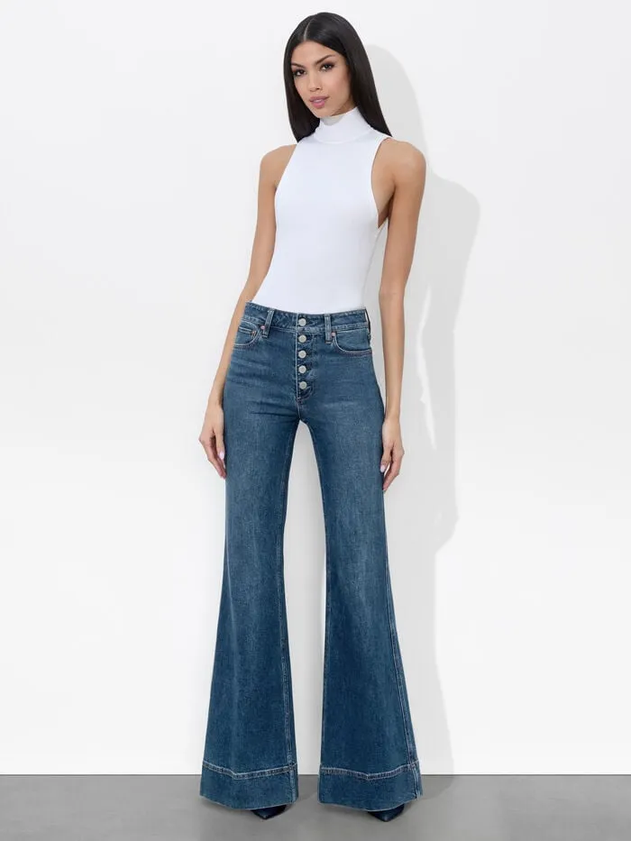 Alice Olivia PANTS WOMEN MISSA EXPOSED BUTTON JEAN Lola Blue