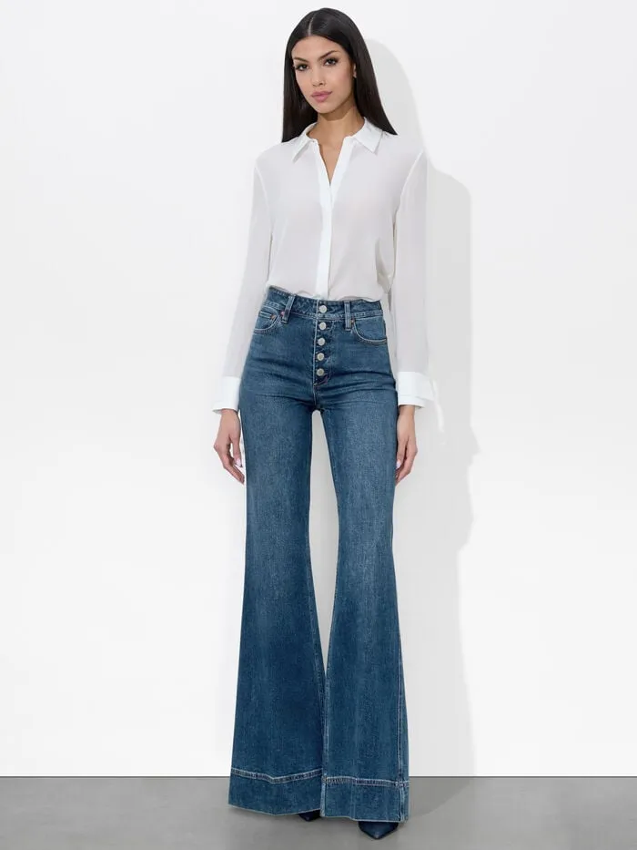 Alice Olivia PANTS WOMEN MISSA EXPOSED BUTTON JEAN Lola Blue