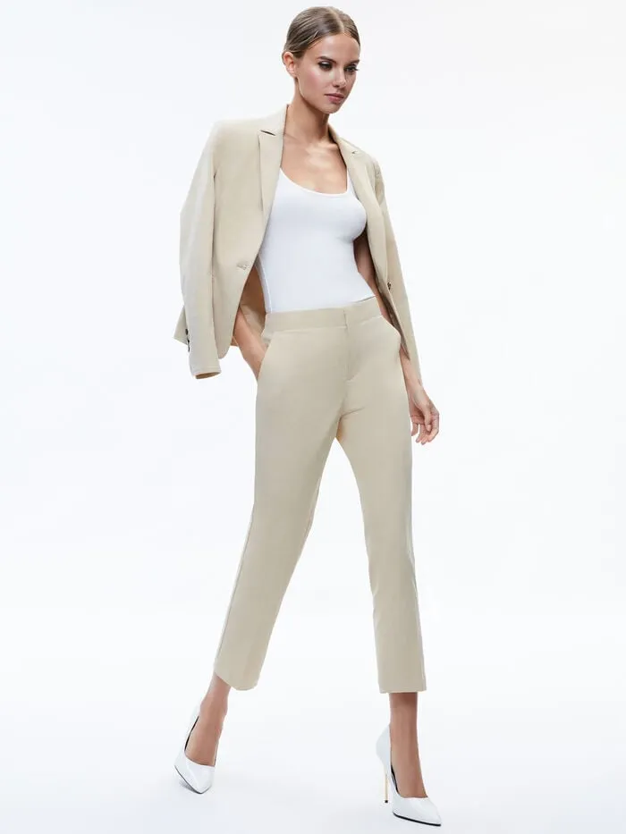 Alice Olivia PANTS WOMEN NICKY CHINO WAISTBAND SLIM ANKLE PANT Latte